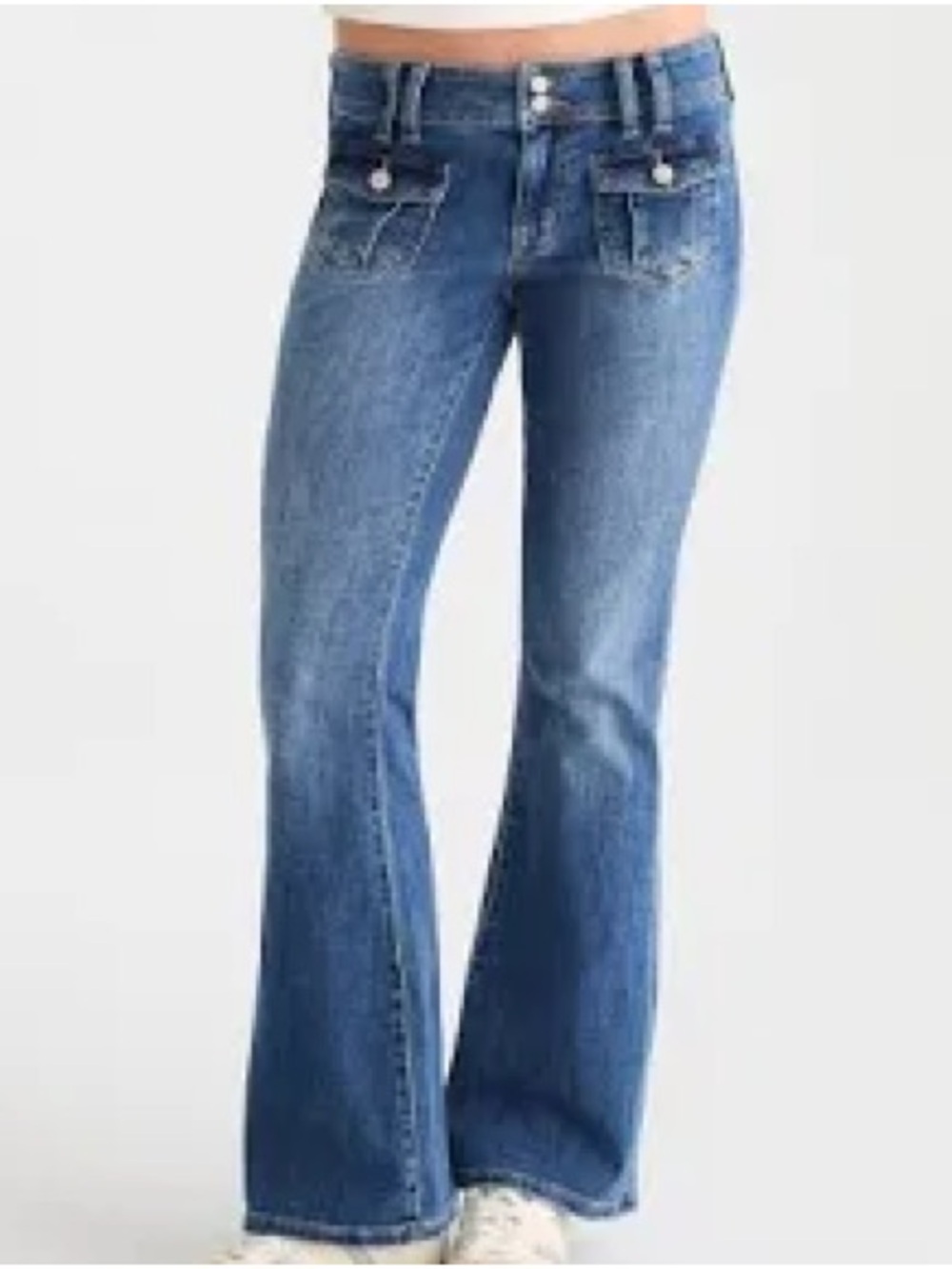 Hollister Women's Blue Flare Jeans - Mid Wash